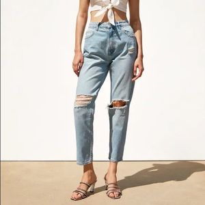 Zara | Distressed Mom Fit High Waist Jeans